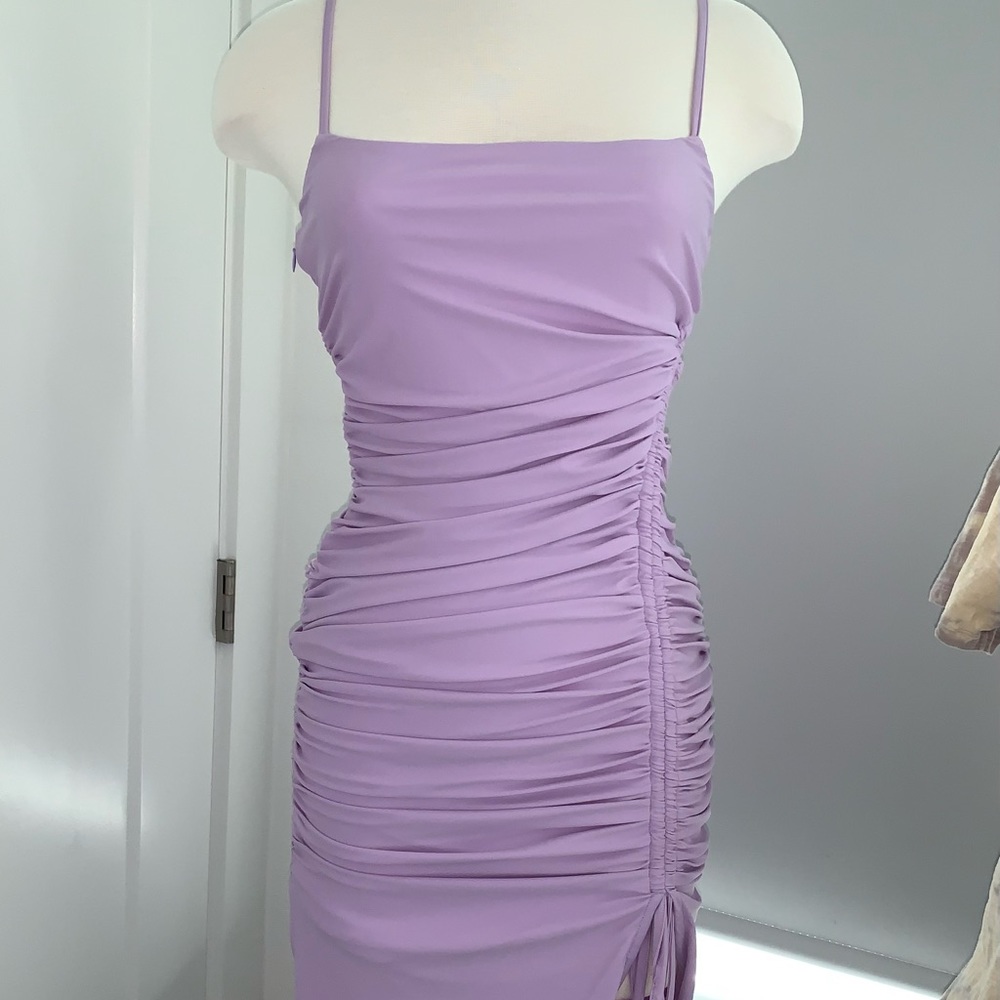 Lavender Ruched Form Fitting Dress